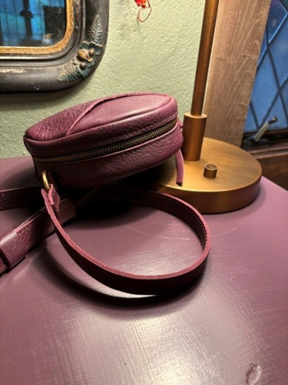 Portland Leather Circle Crossbody ~ Small ~ PLUM